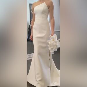 Elegant Designer Wedding Dress with Overskirt & Veil